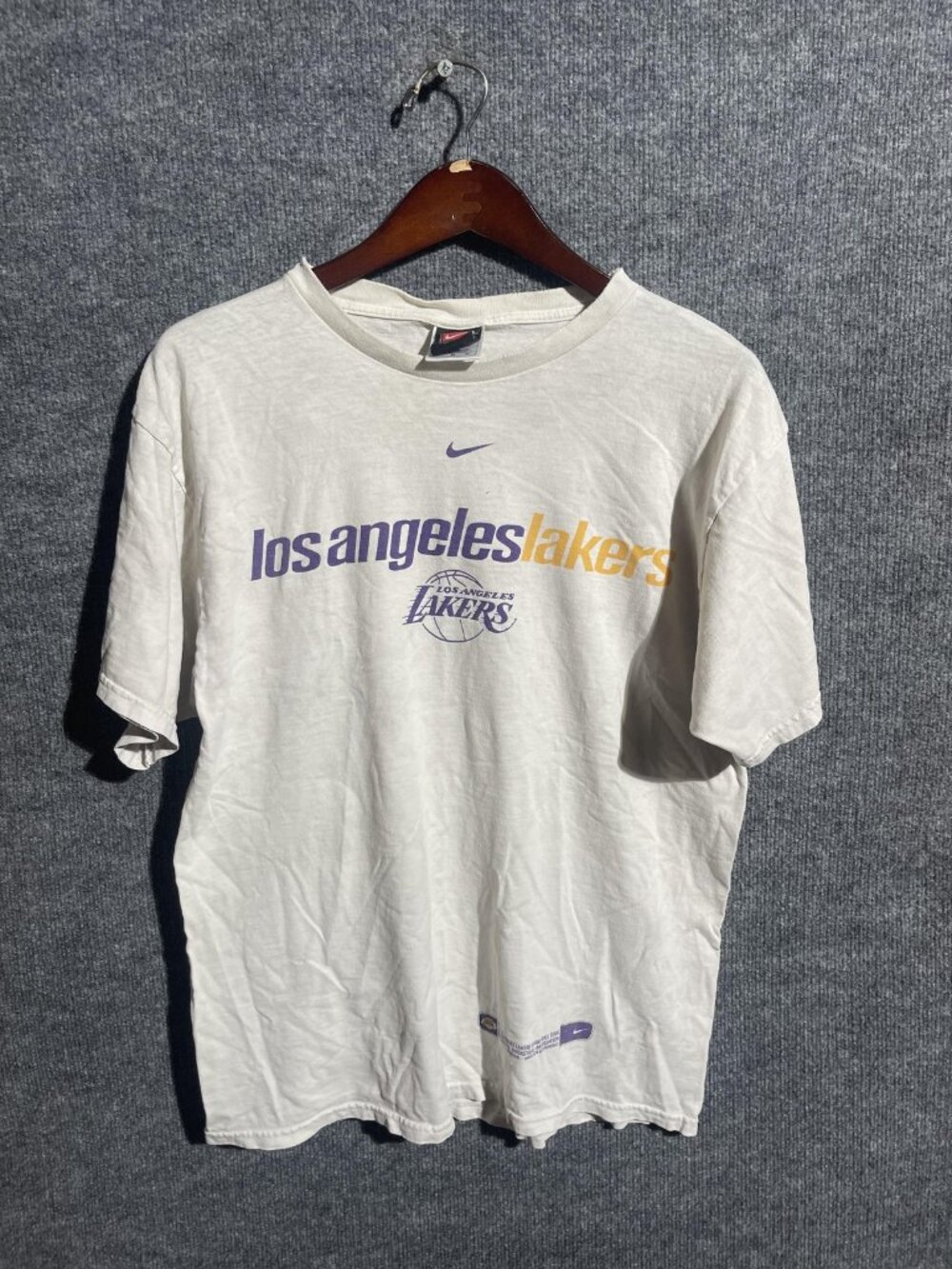 Los Angeles Lakers Shirt Mens Medium White NBA Basketball Nike Team Cotton